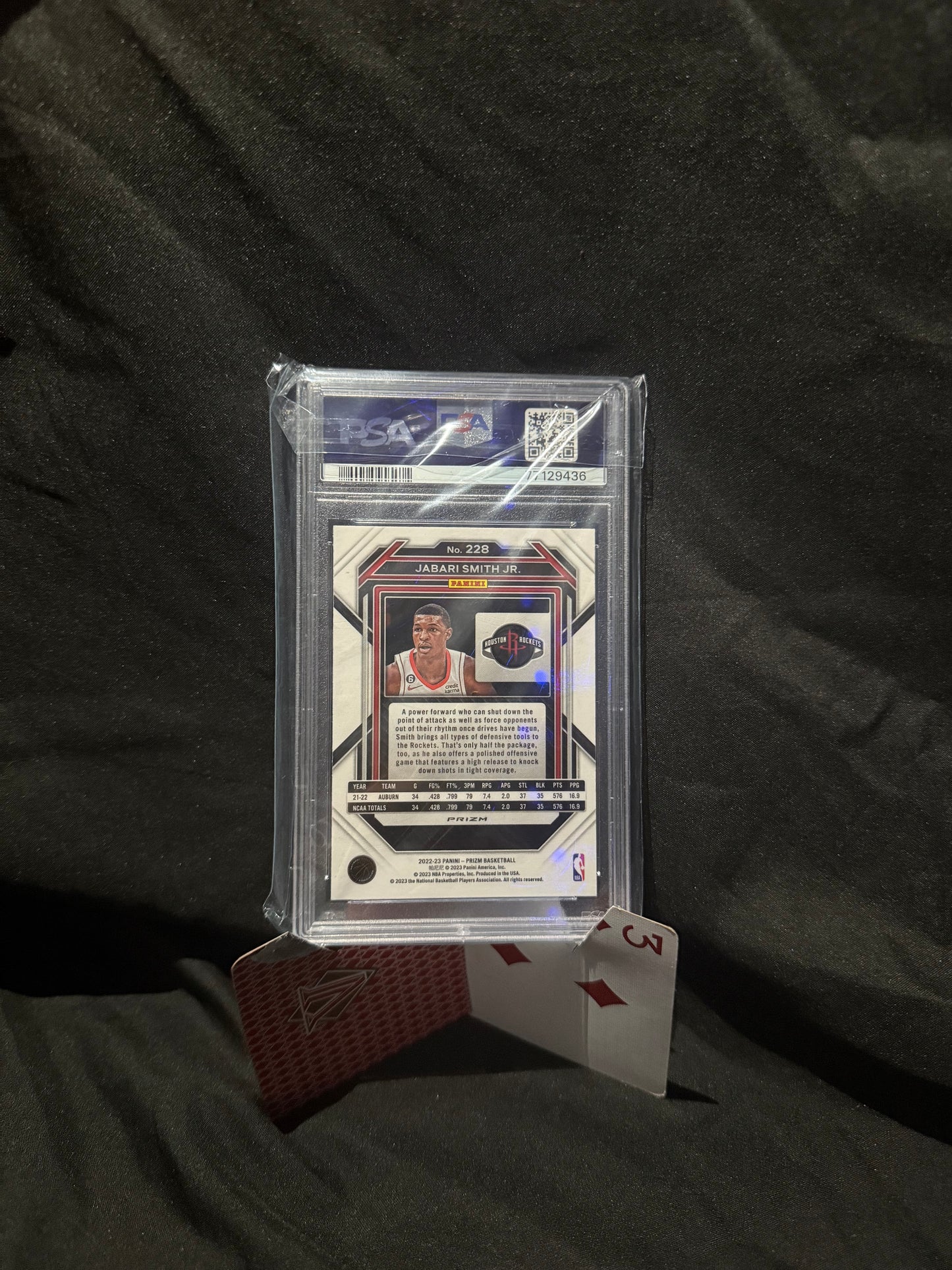 2022 Prizm Jabari Smith Jr. Hyper Prizm Rookie Card PSA 9