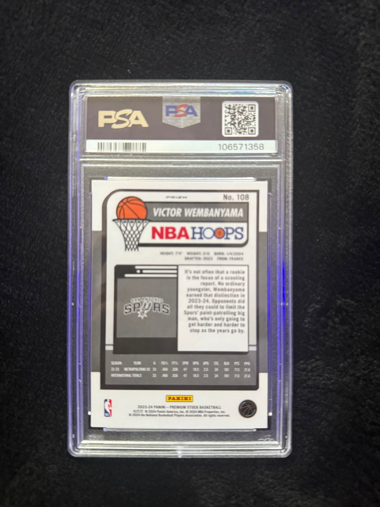 2023 Hoops Premium Victor Wembanyama Silver Prizm PSA 10